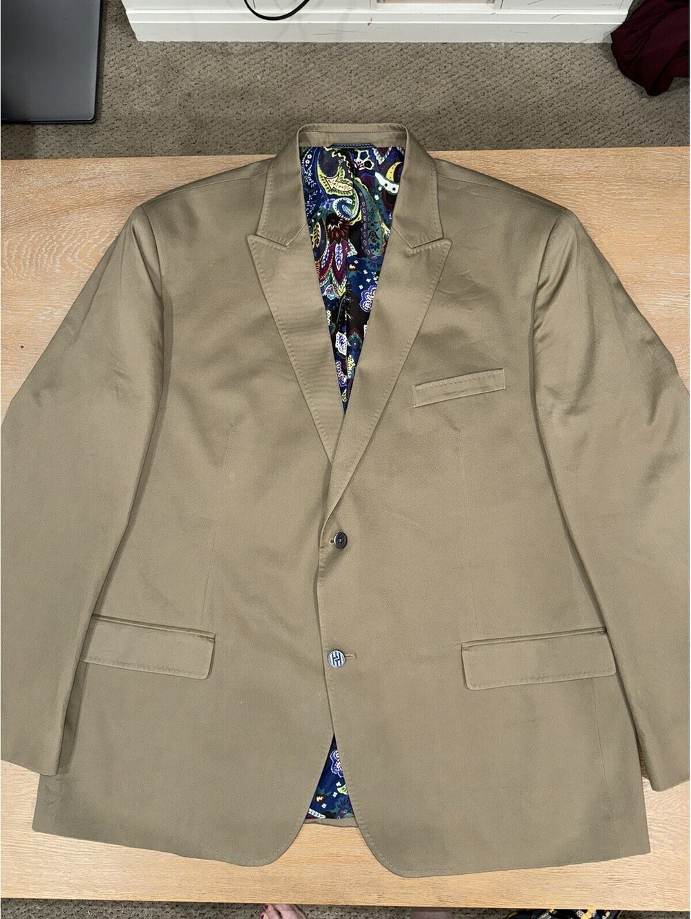 Robert Graham Blazer Sportcoat Men's Tan Beige  Workwear Paisley Lining Sz 50